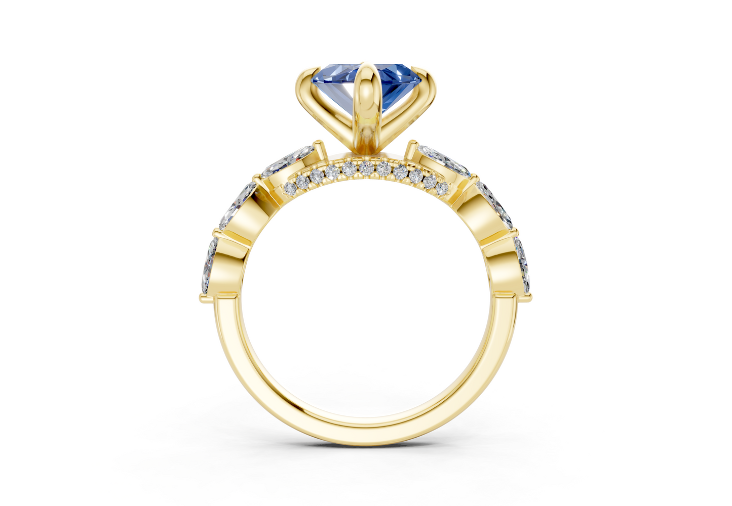 Liana Sapphire Gemstone Accent Marquise Cut 2mm Engagement Ring