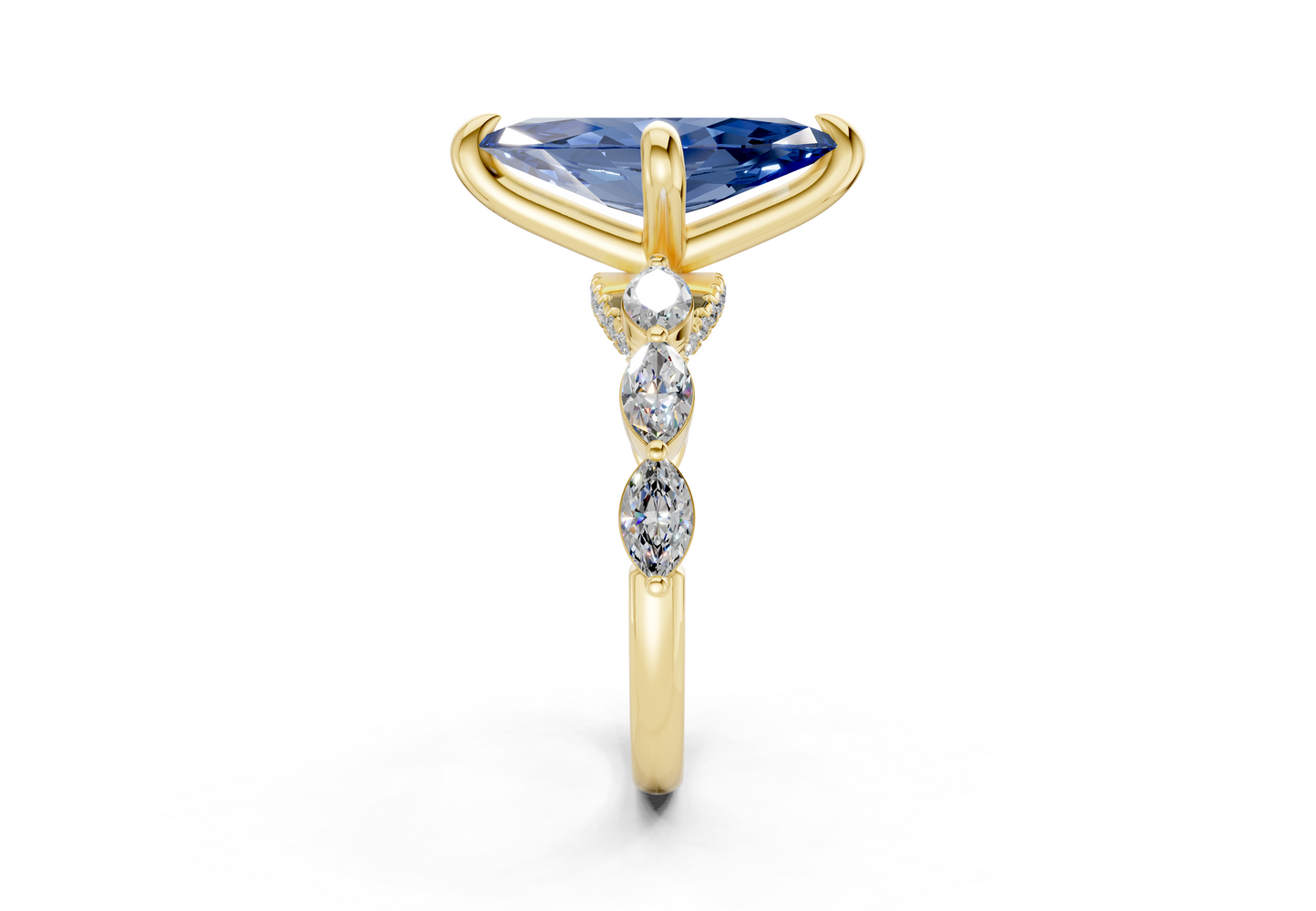 Liana Sapphire Gemstone Accent Marquise Cut 2mm Engagement Ring