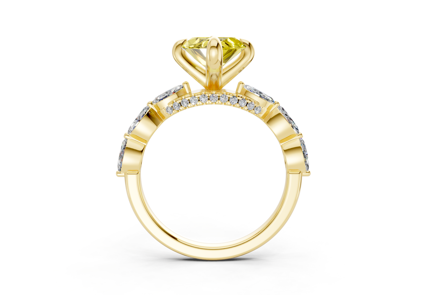 Liana Yellow Diamond Accent Marquise Cut 2mm Engagement Ring