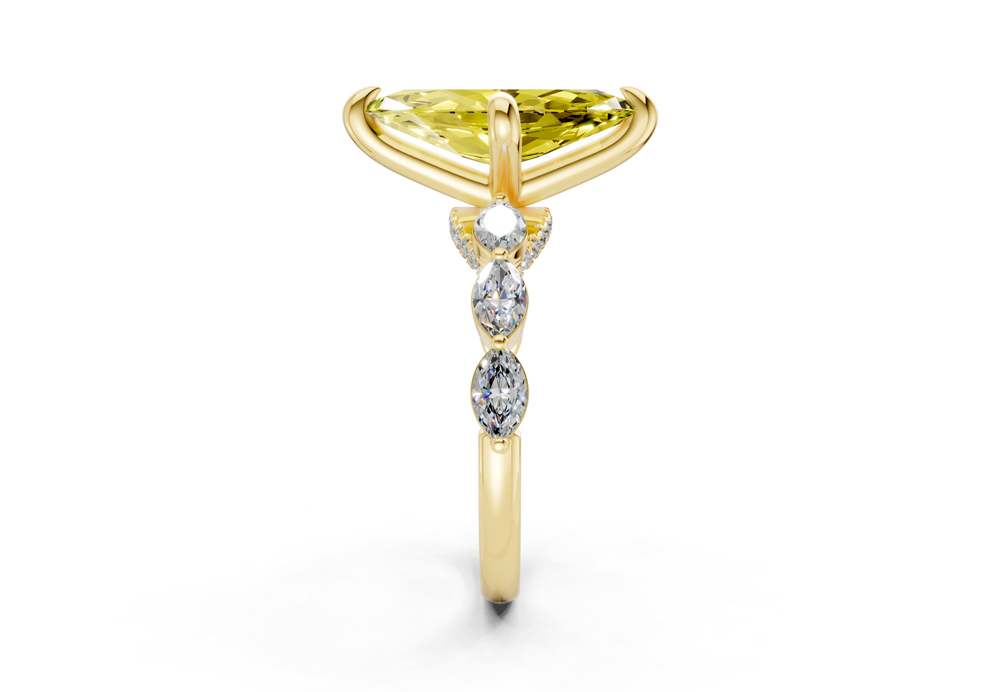 Liana Yellow Diamond Accent Marquise Cut 2mm Engagement Ring