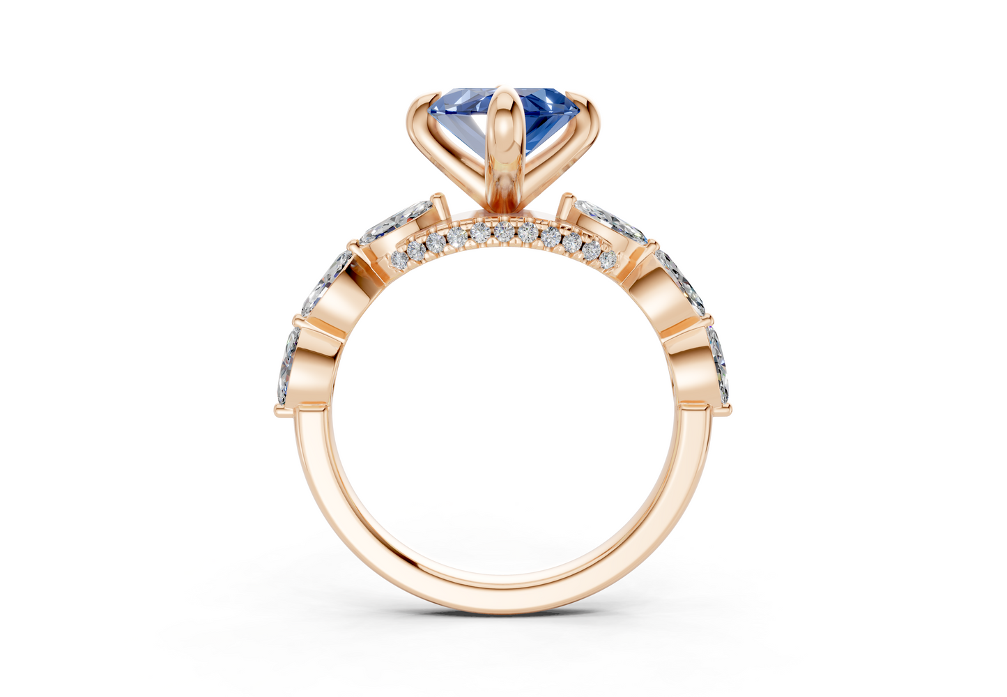 Liana Sapphire Gemstone Accent Marquise Cut 2mm Engagement Ring