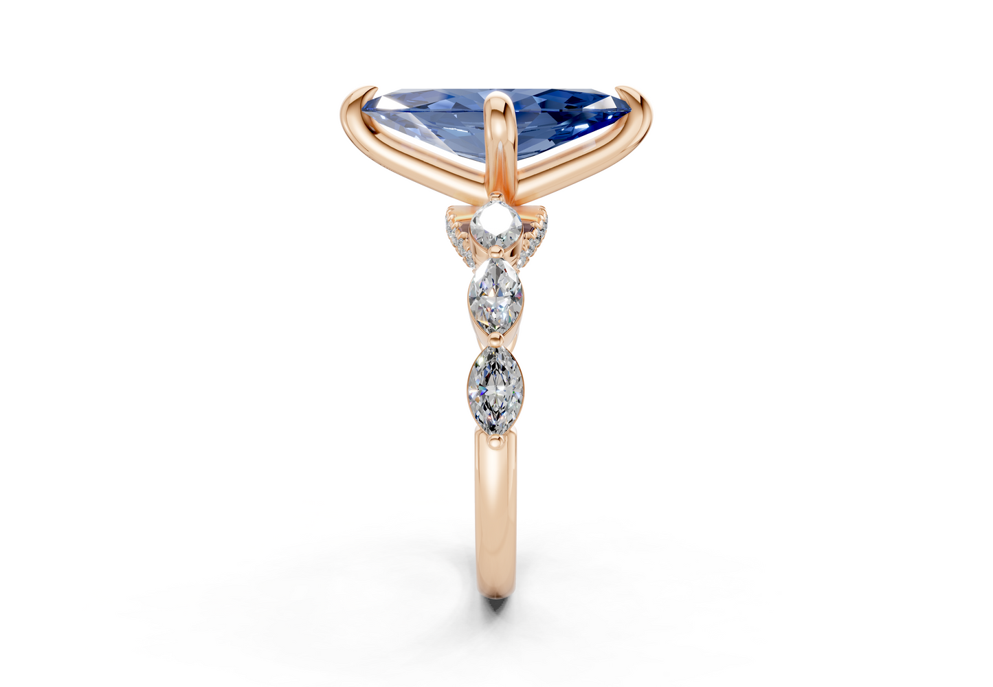 Liana Sapphire Gemstone Accent Marquise Cut 2mm Engagement Ring