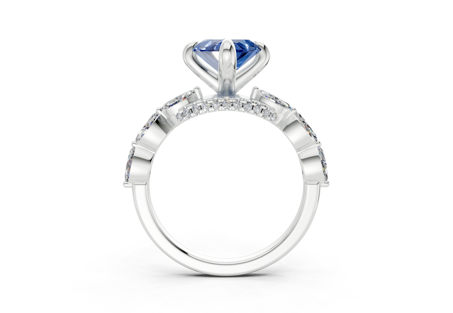 Liana Sapphire Gemstone Accent Marquise Cut 2mm Engagement Ring