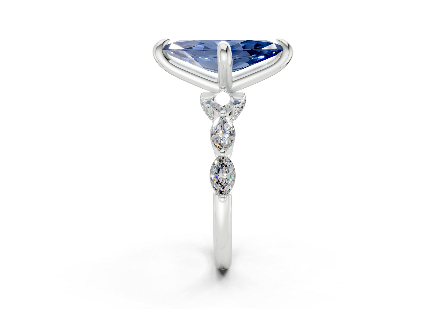 Liana Sapphire Gemstone Accent Marquise Cut 2mm Engagement Ring