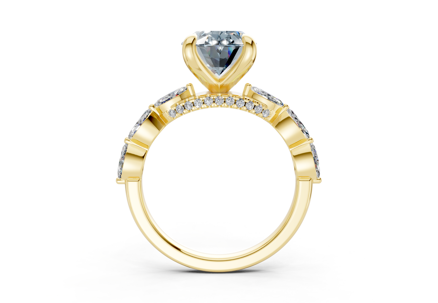 Liana Blue Diamond Accent Oval Cut 2mm Engagement Ring