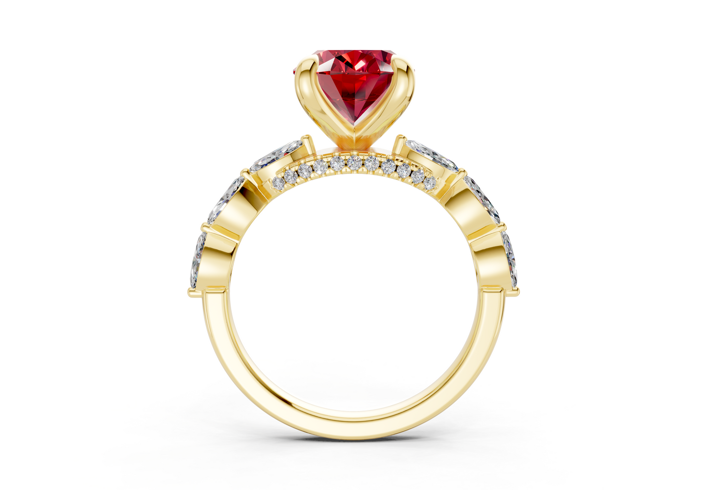 Liana Ruby Gemstone Accent Oval Cut 2mm Engagement Ring