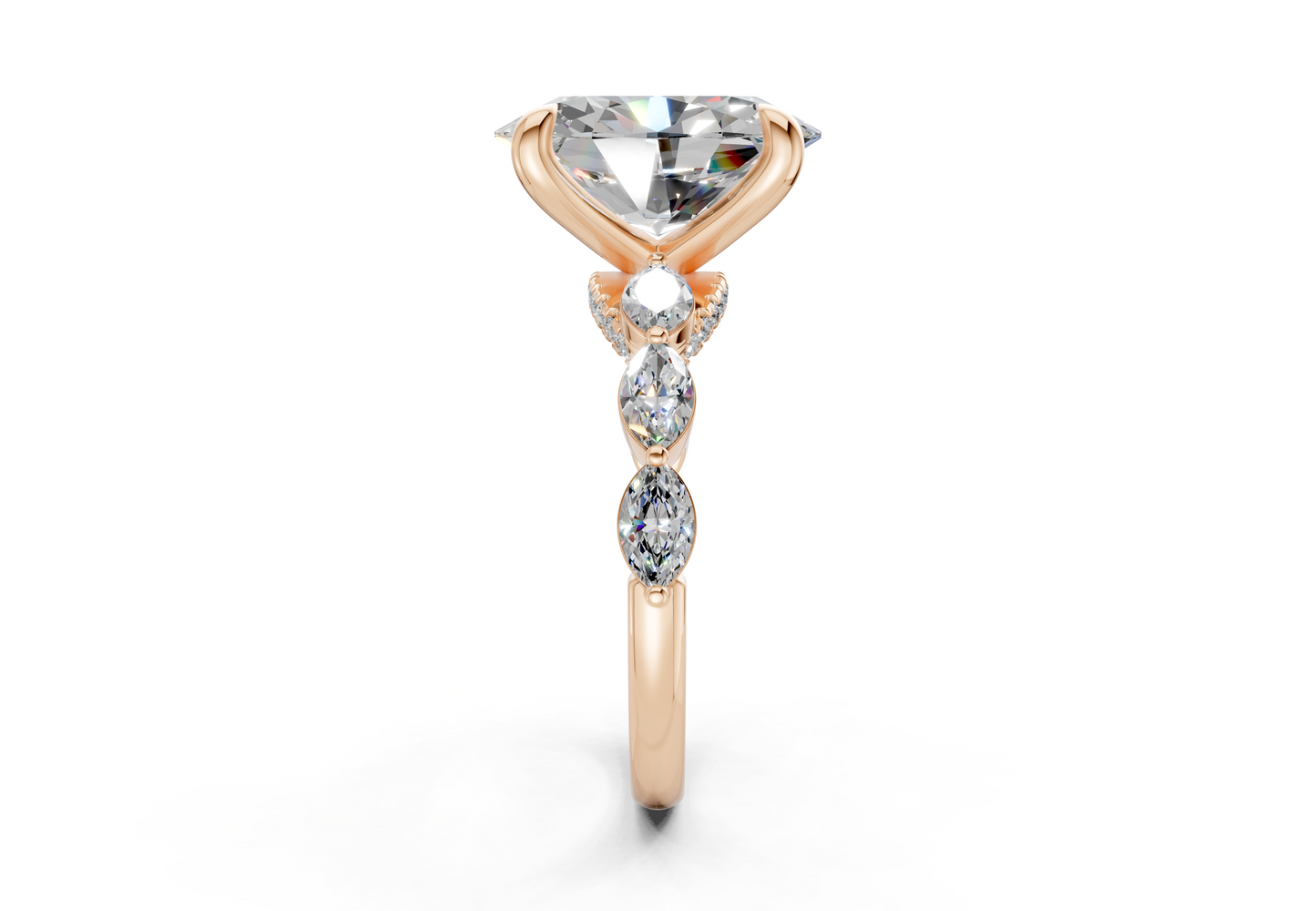 Liana Diamond Accent Oval Cut 2mm Engagement Ring