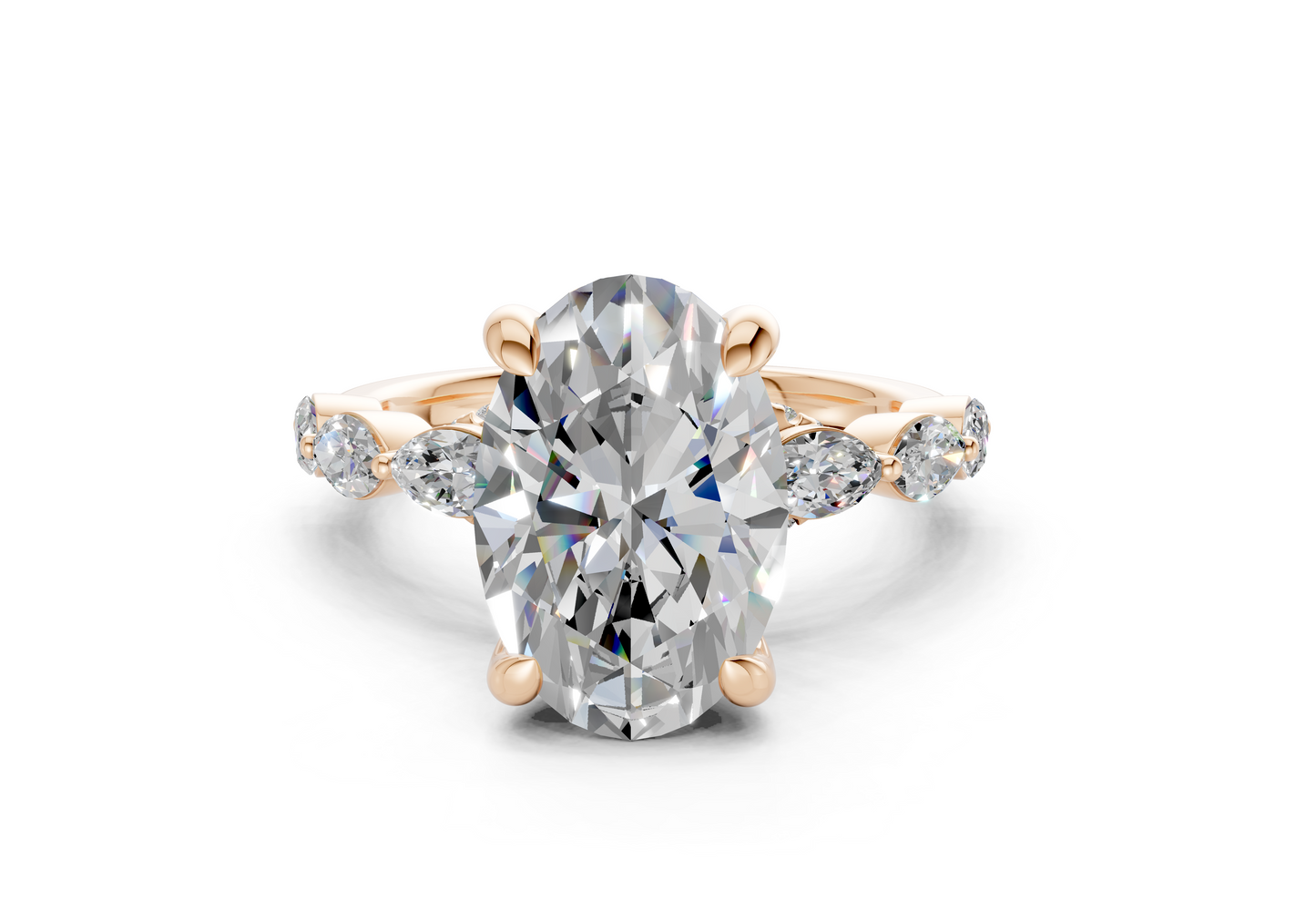 Liana Diamond Accent Oval Cut 2mm Engagement Ring