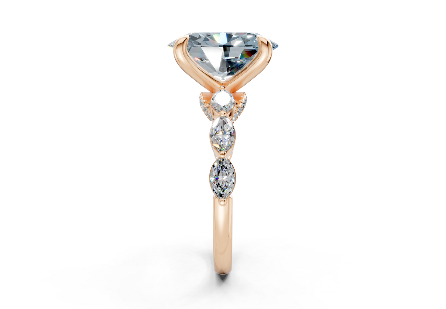 Liana Blue Diamond Accent Oval Cut 2mm Engagement Ring