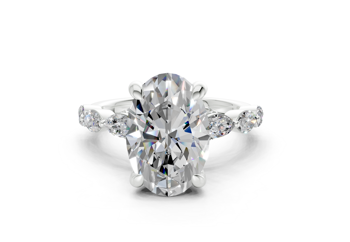 Liana Diamond Accent Oval Cut 2mm Engagement Ring
