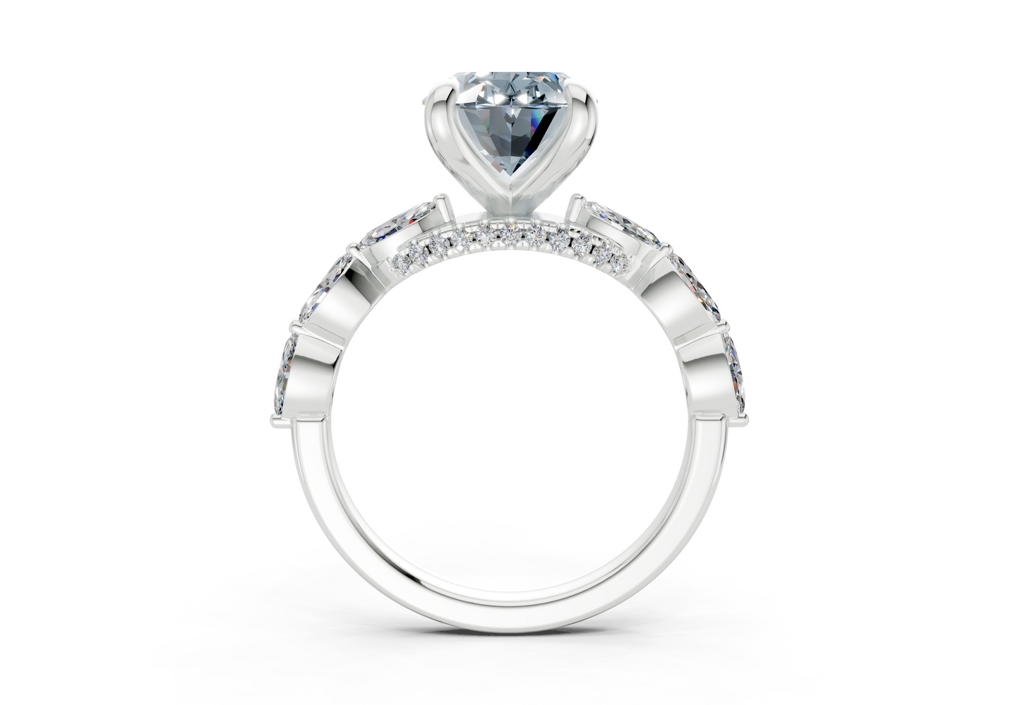 Liana Blue Diamond Accent Oval Cut 2mm Engagement Ring