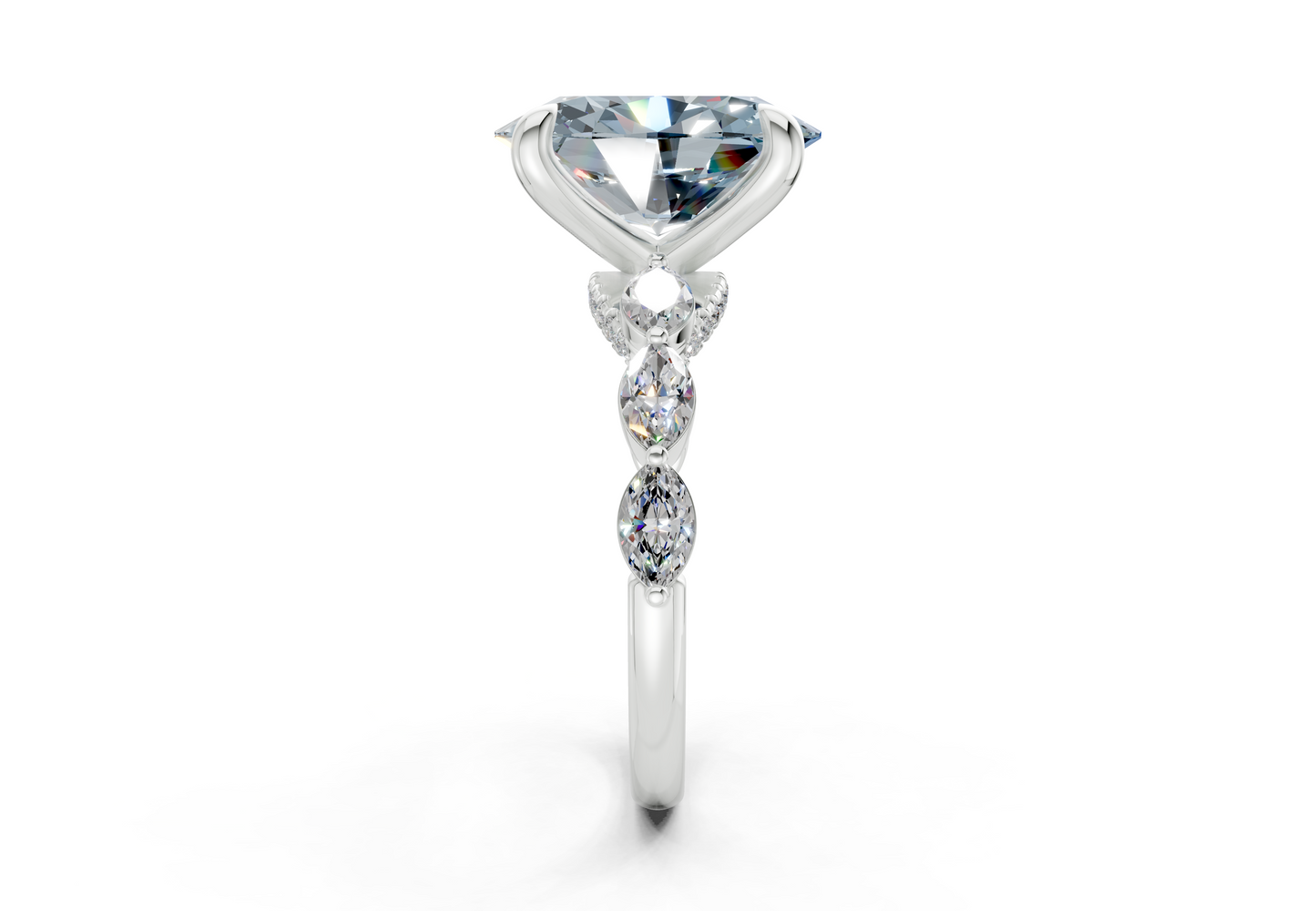 Liana Blue Diamond Accent Oval Cut 2mm Engagement Ring