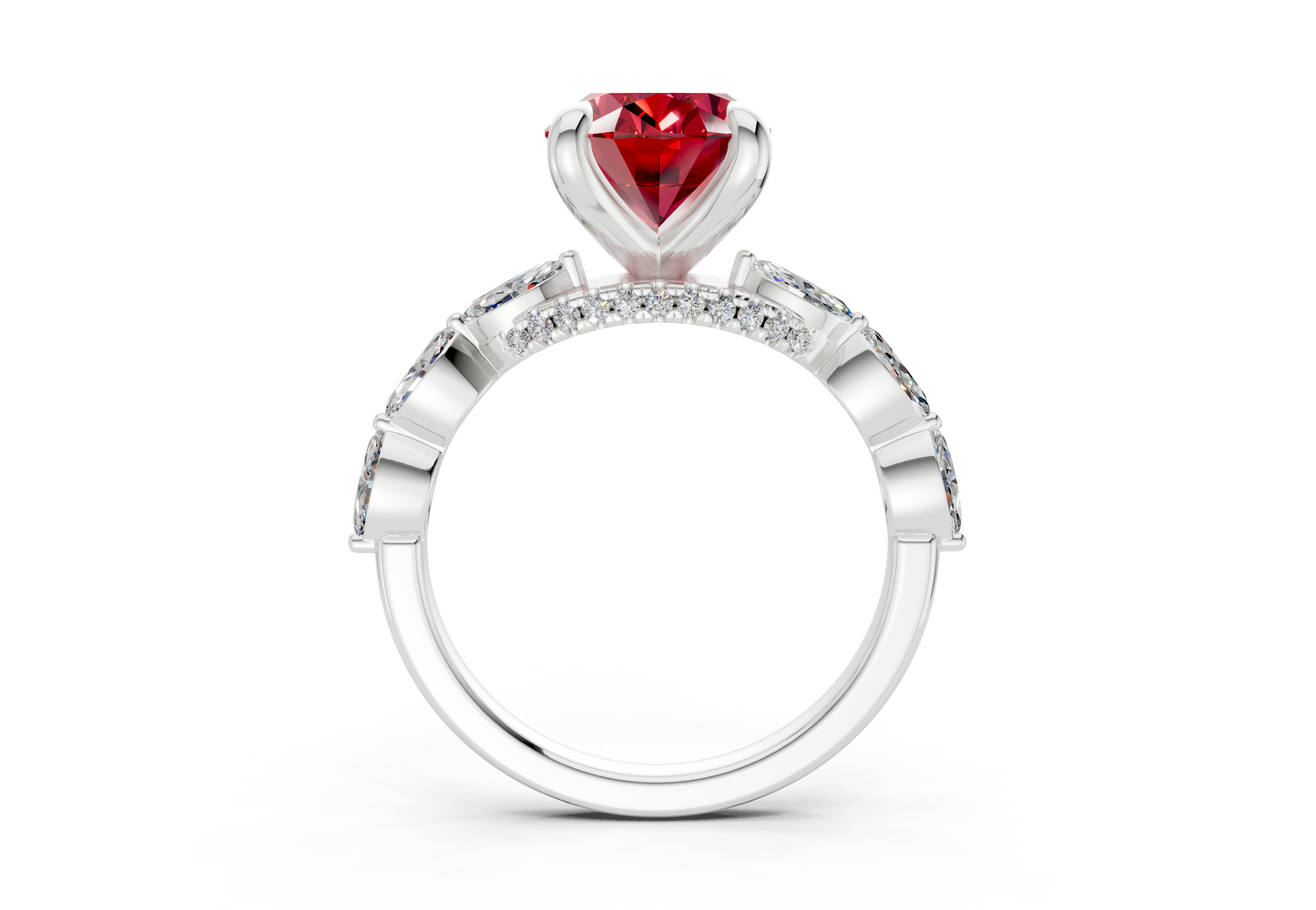 Liana Ruby Gemstone Accent Oval Cut 2mm Engagement Ring
