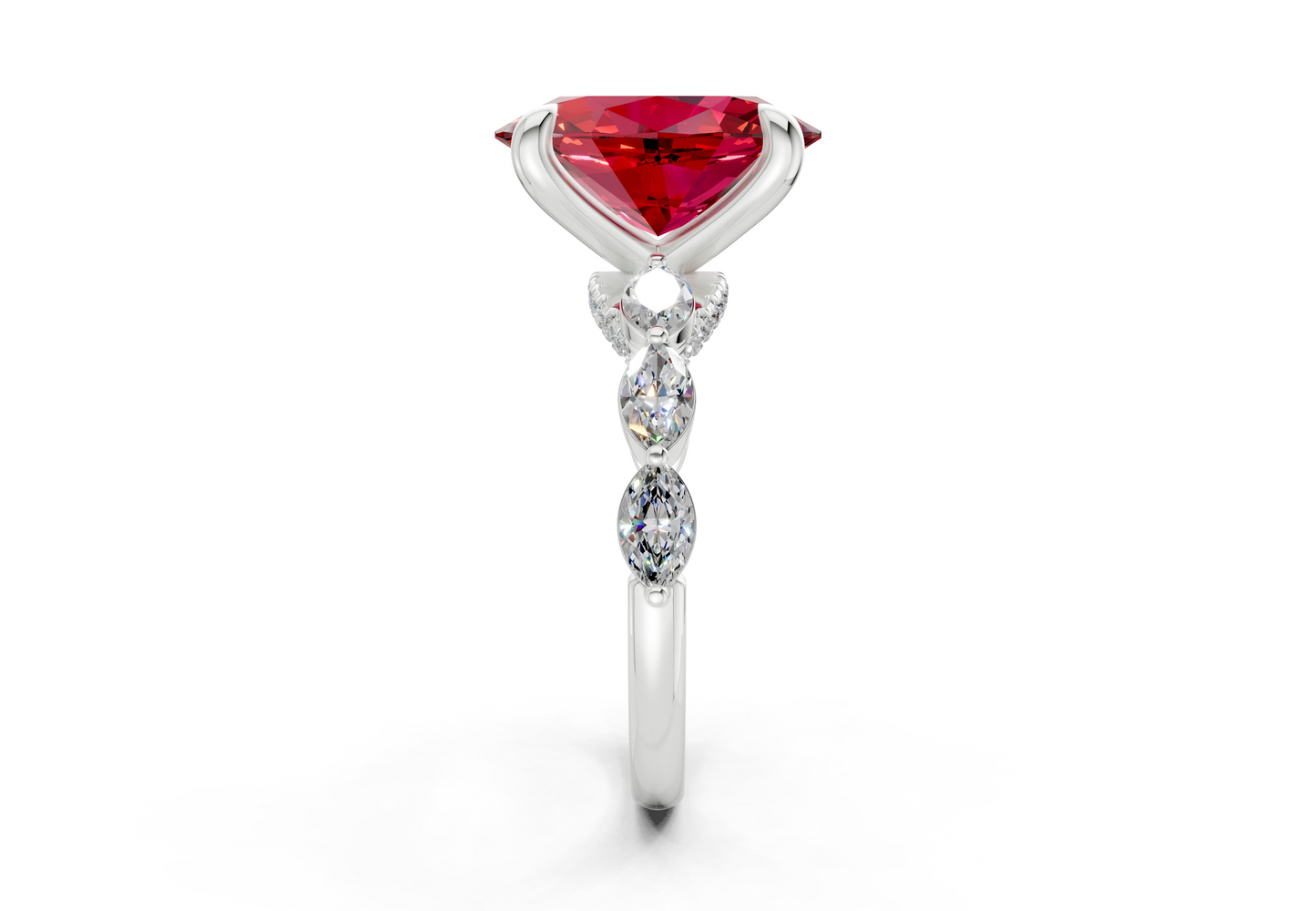 Liana Ruby Gemstone Accent Oval Cut 2mm Engagement Ring