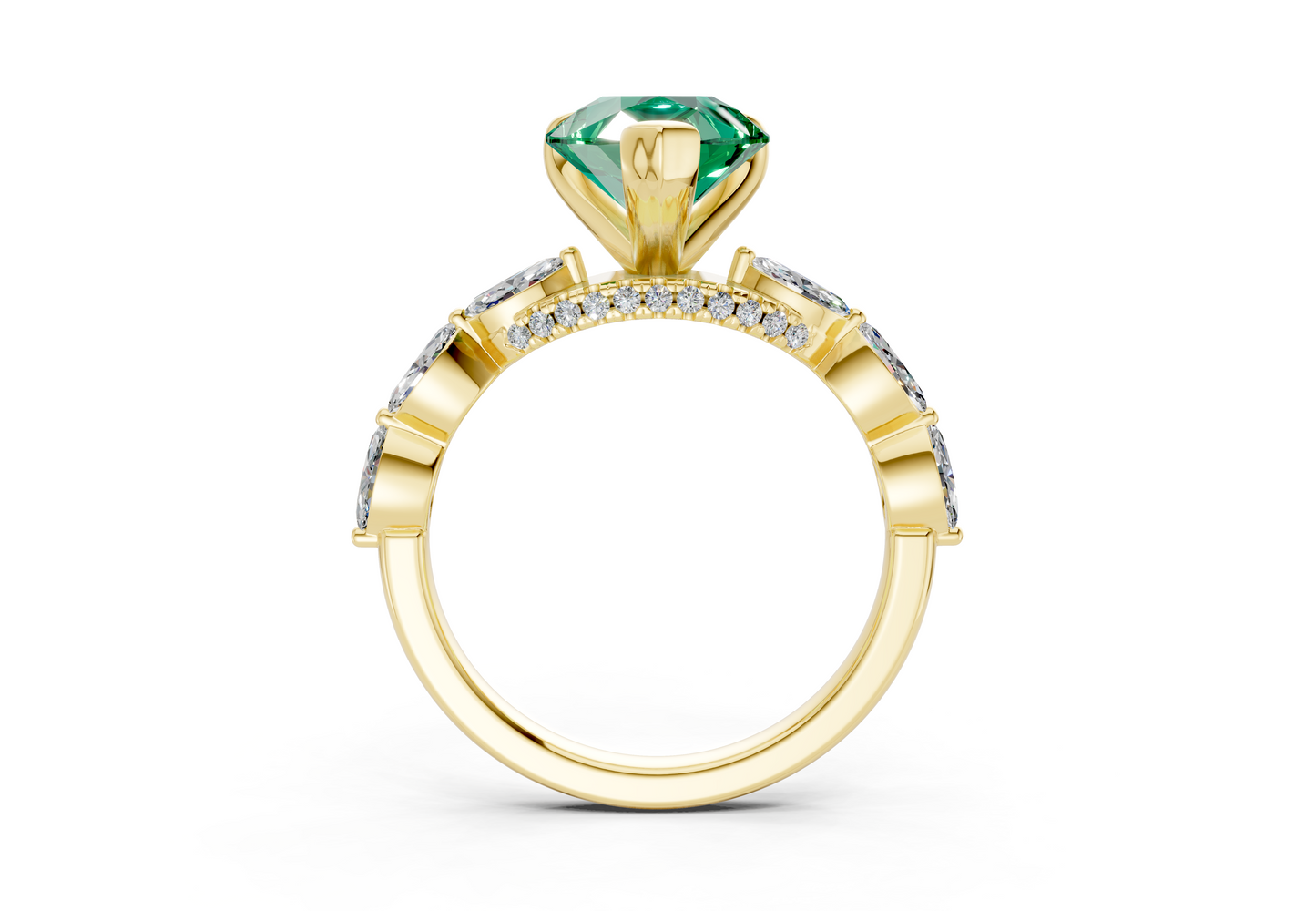 Liana Emerald Gemstone Accent Pear Cut 2mm Engagement Ring