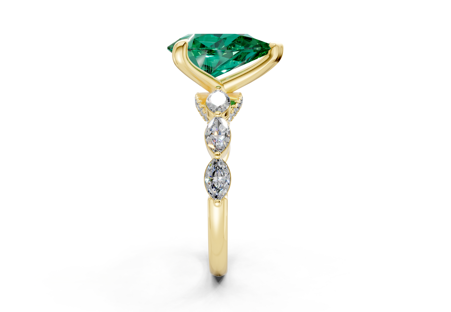 Liana Emerald Gemstone Accent Pear Cut 2mm Engagement Ring