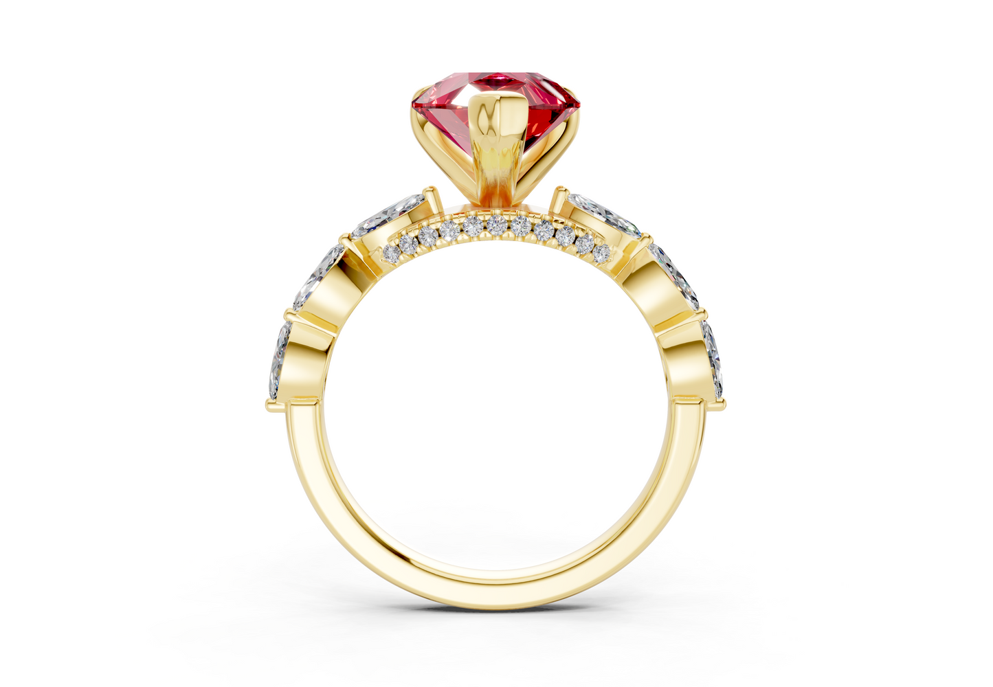 Liana Ruby Gemstone Accent Pear Cut 2mm Engagement Ring