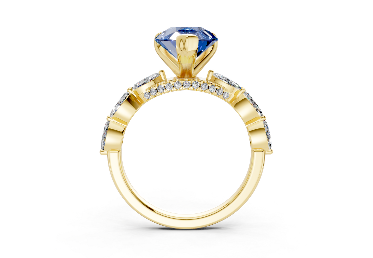 Liana Sapphire Gemstone Accent Pear Cut 2mm Engagement Ring