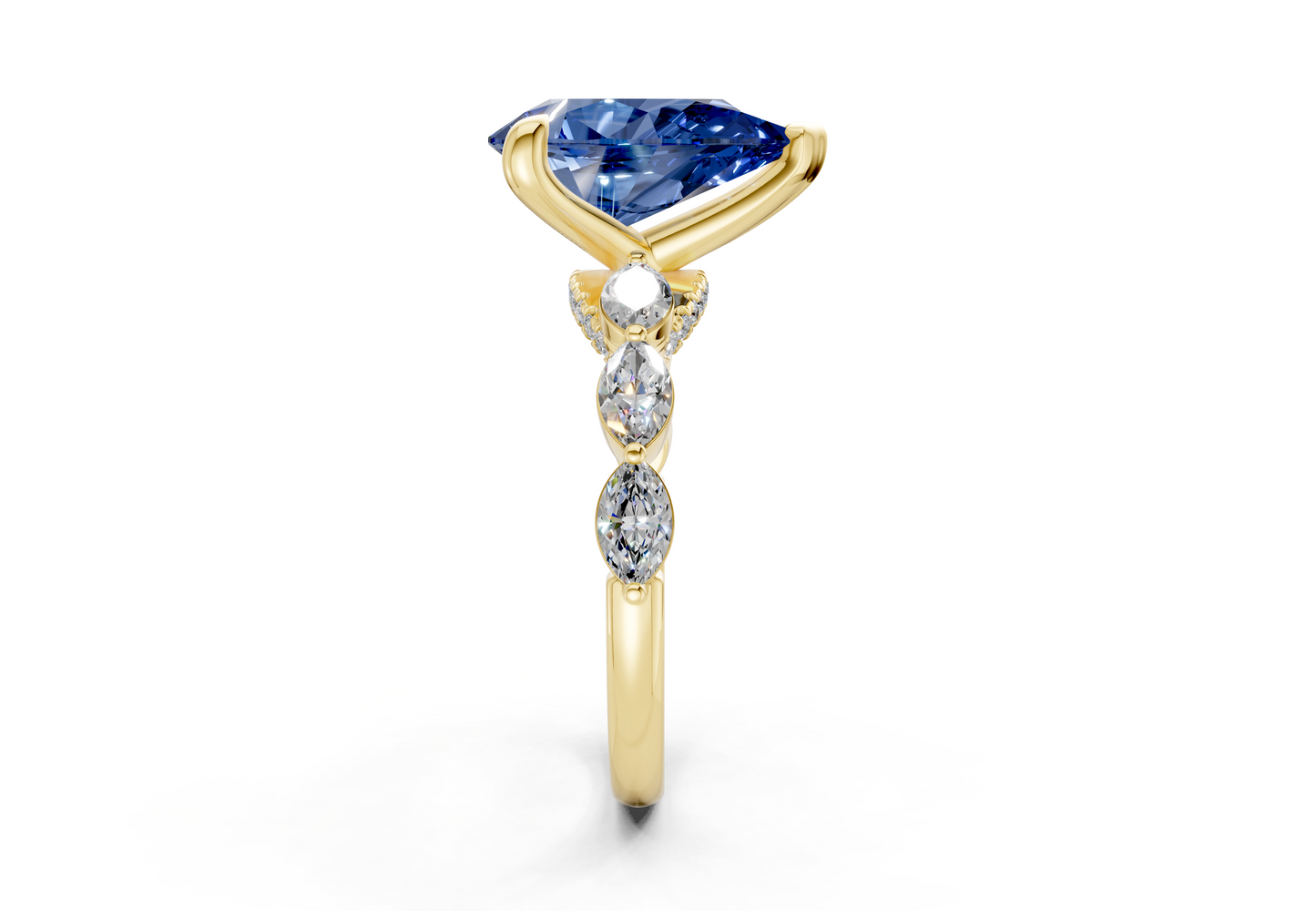 Liana Sapphire Gemstone Accent Pear Cut 2mm Engagement Ring