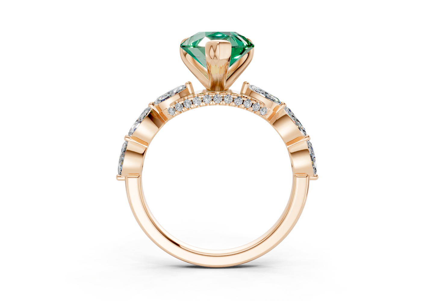 Liana Emerald Gemstone Accent Pear Cut 2mm Engagement Ring
