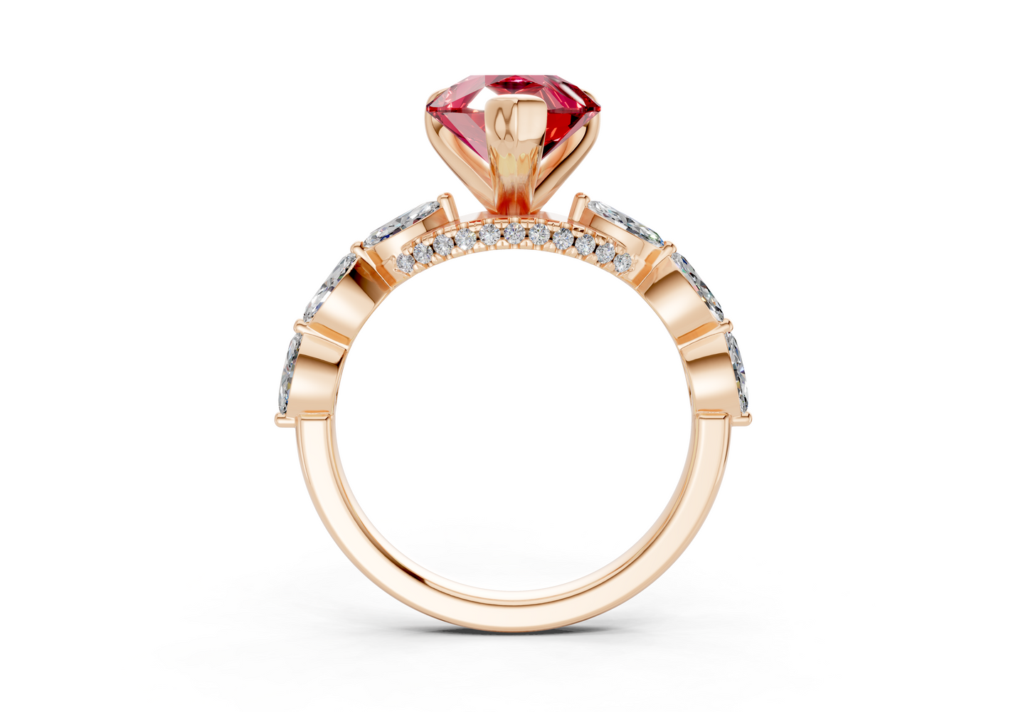 Liana Ruby Gemstone Accent Pear Cut 2mm Engagement Ring