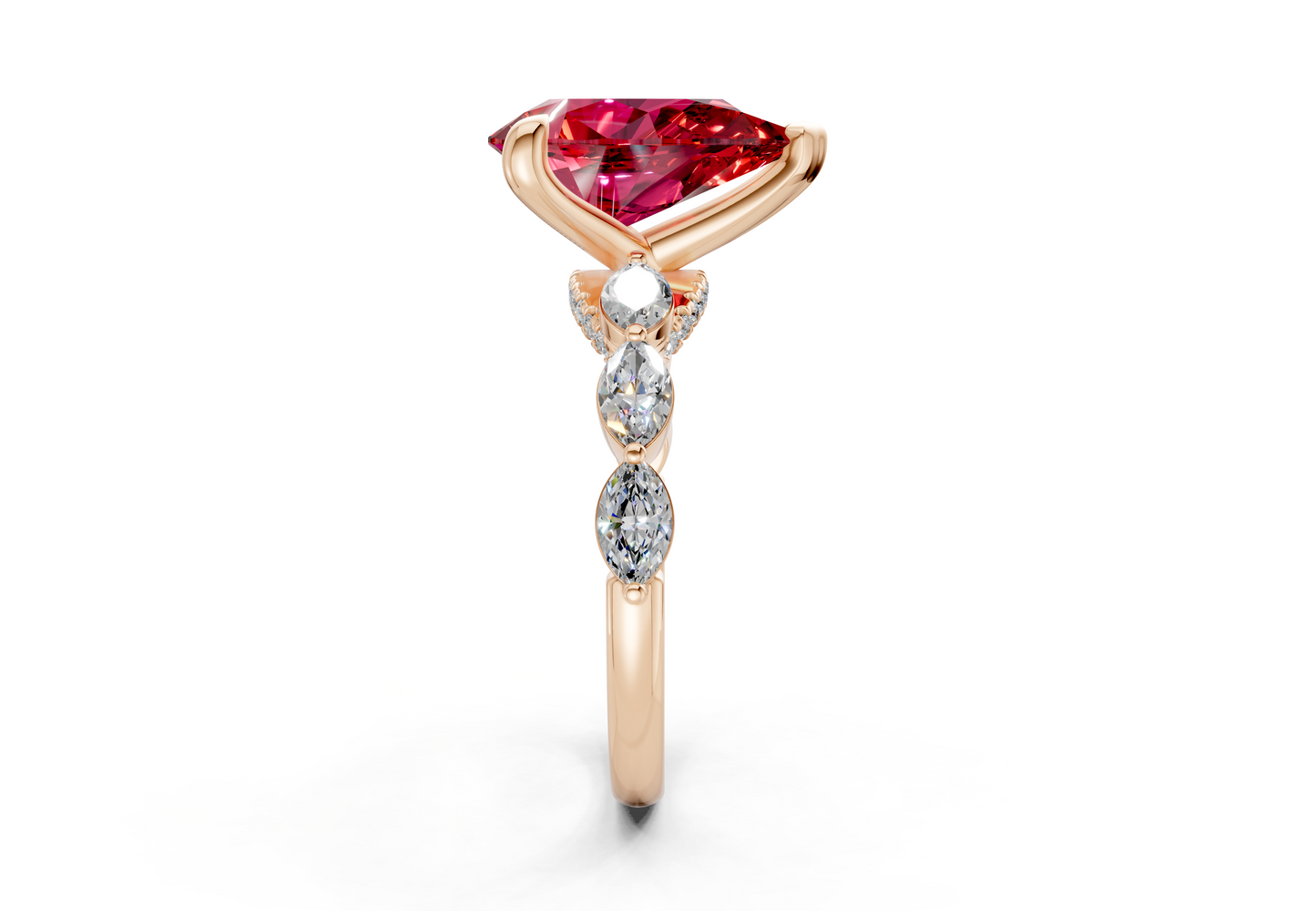 Liana Ruby Gemstone Accent Pear Cut 2mm Engagement Ring