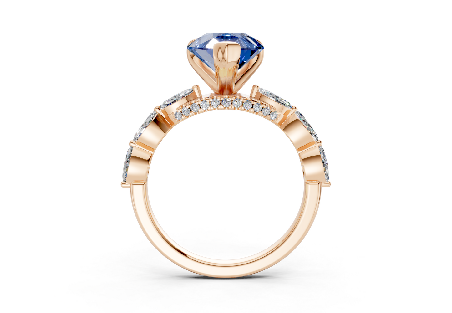 Liana Sapphire Gemstone Accent Pear Cut 2mm Engagement Ring