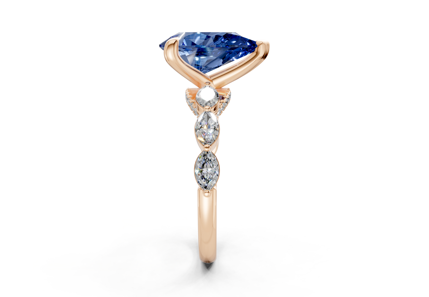 Liana Sapphire Gemstone Accent Pear Cut 2mm Engagement Ring