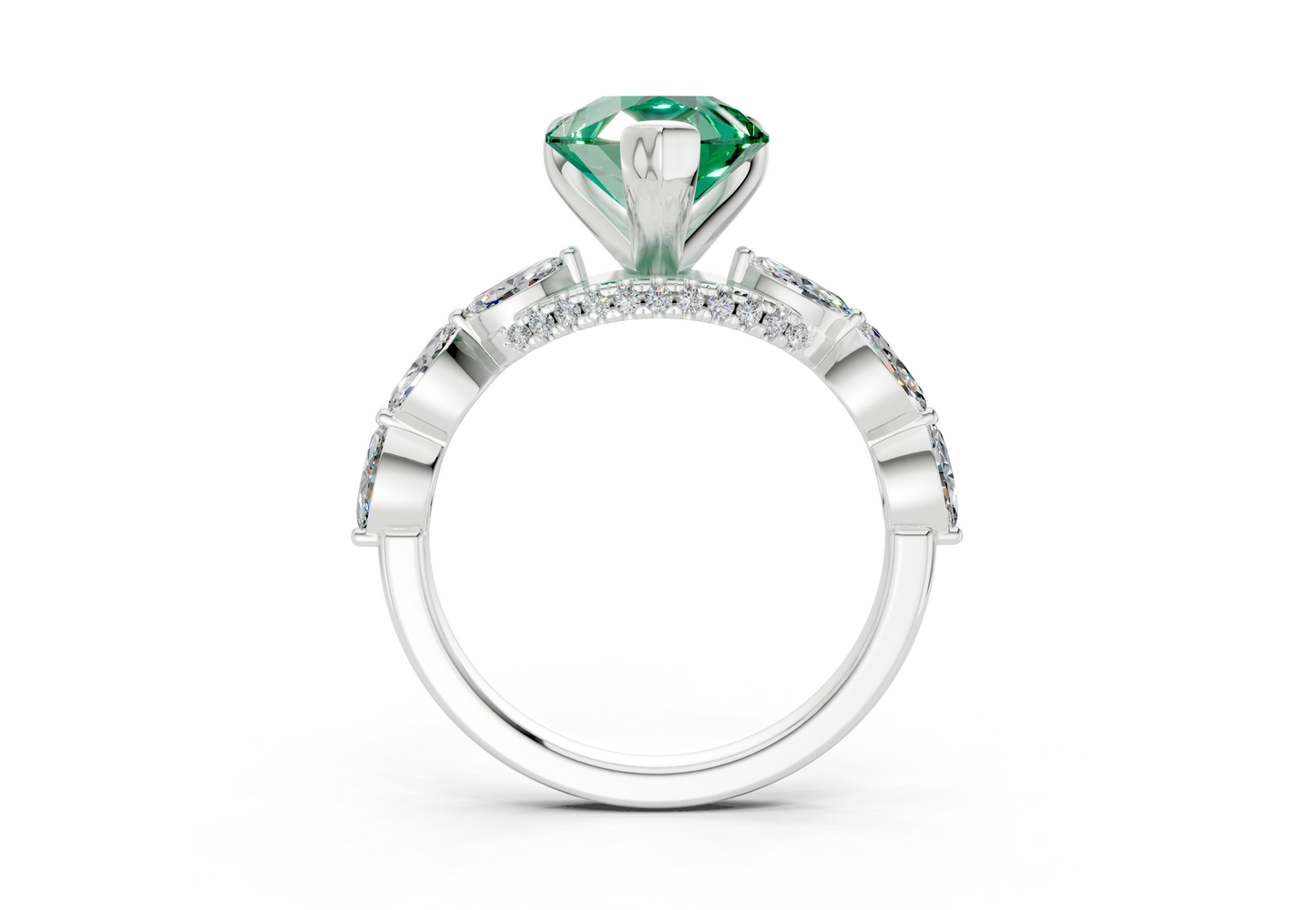 Liana Emerald Gemstone Accent Pear Cut 2mm Engagement Ring
