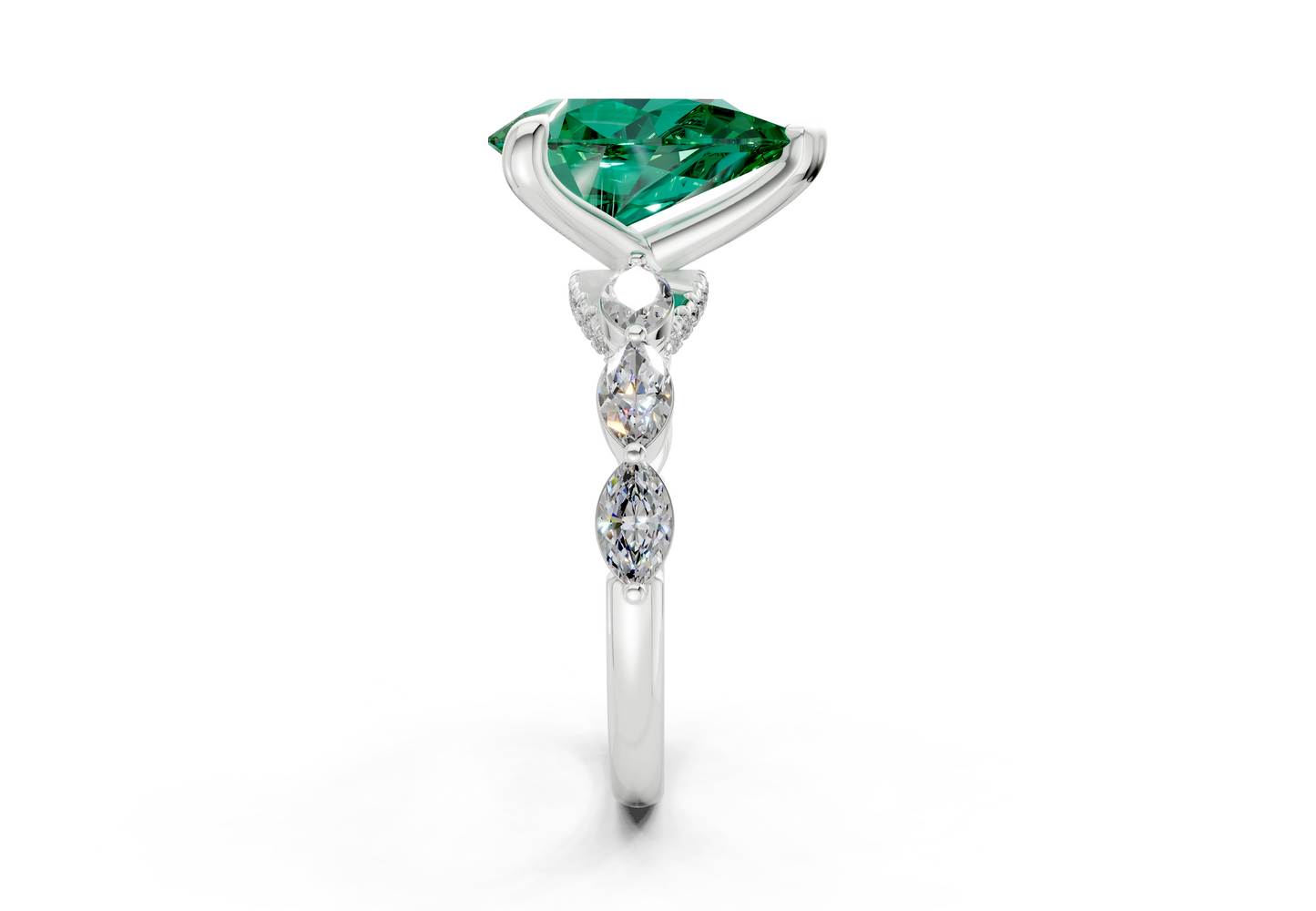 Liana Emerald Gemstone Accent Pear Cut 2mm Engagement Ring
