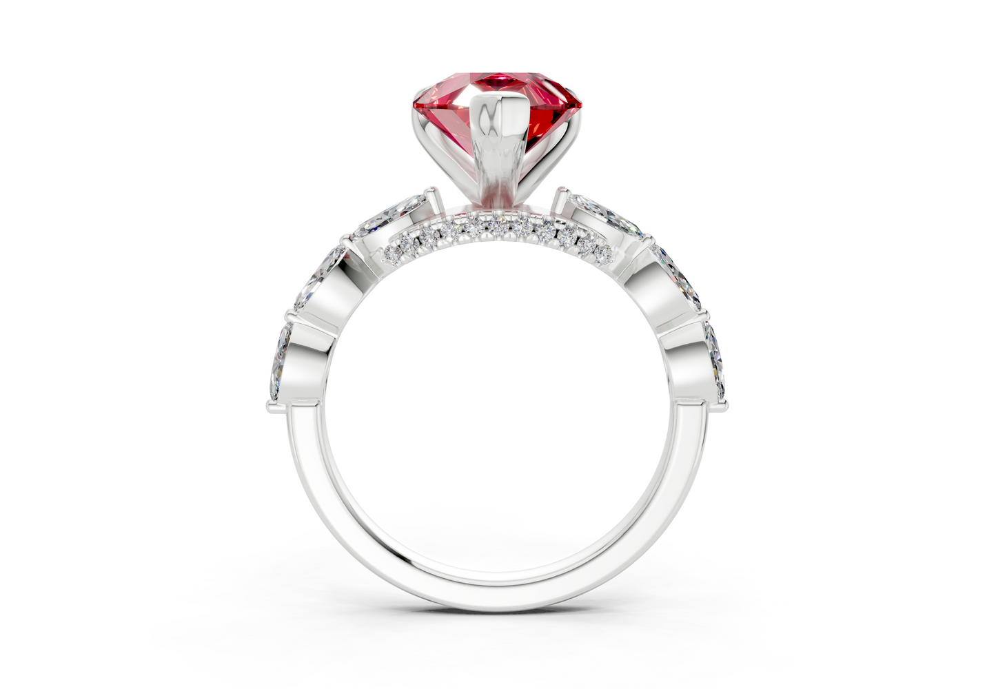 Liana Ruby Gemstone Accent Pear Cut 2mm Engagement Ring