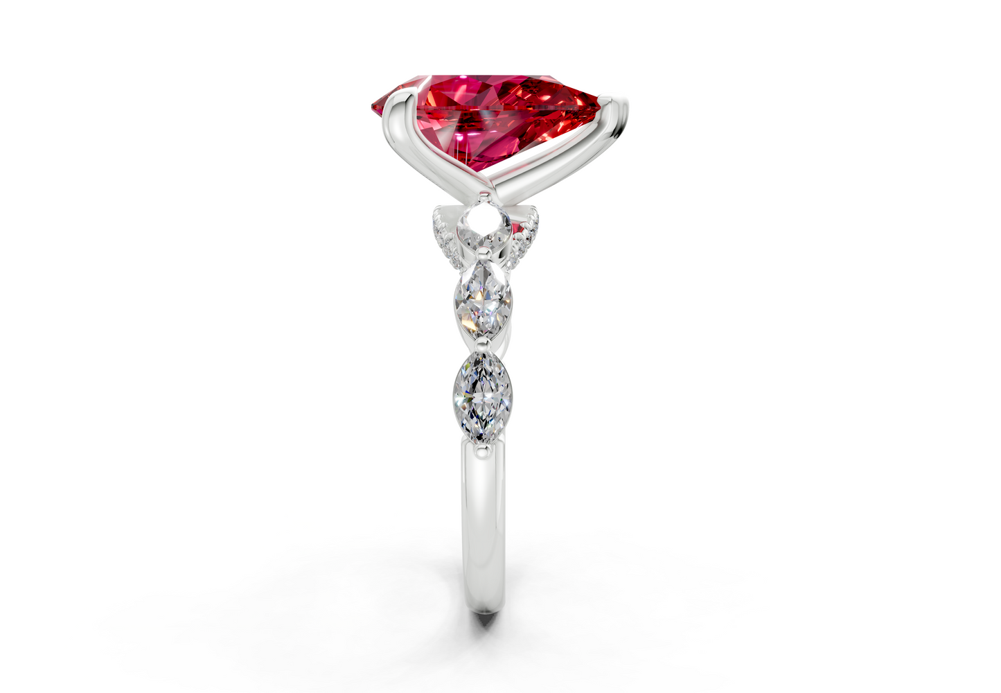 Liana Ruby Gemstone Accent Pear Cut 2mm Engagement Ring