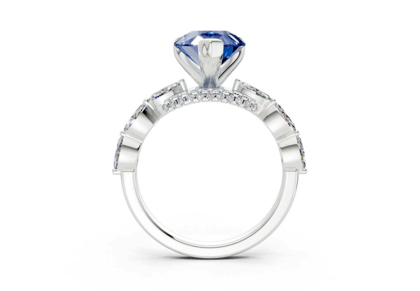 Liana Sapphire Gemstone Accent Pear Cut 2mm Engagement Ring