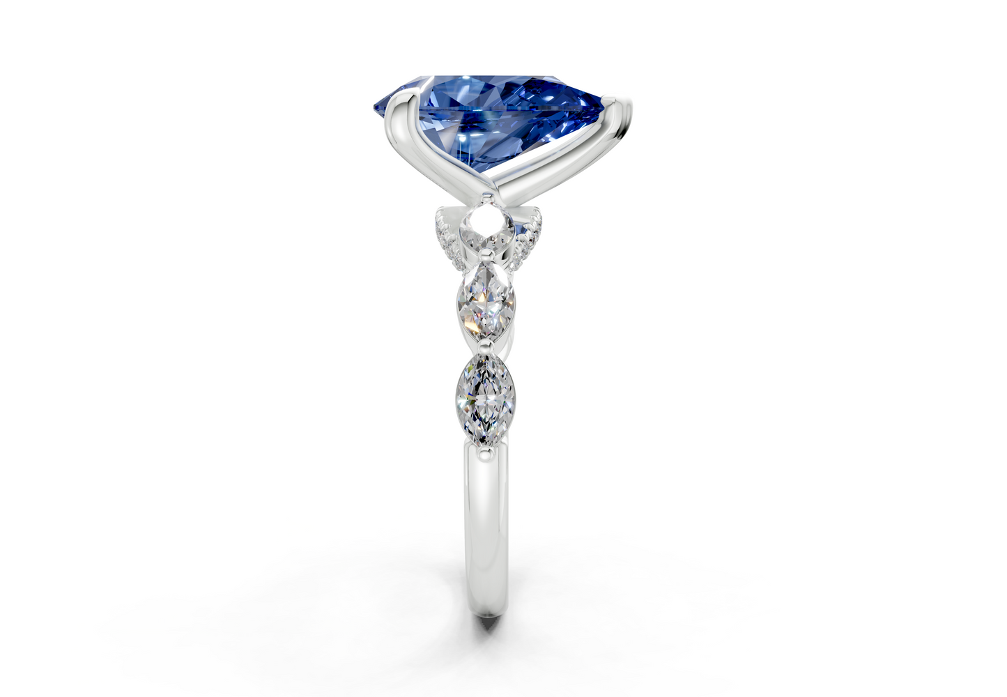 Liana Sapphire Gemstone Accent Pear Cut 2mm Engagement Ring