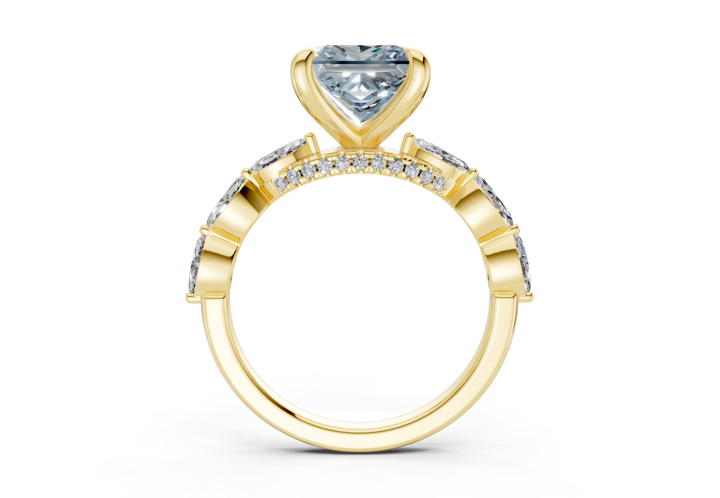 Liana Blue Diamond Accent Princess Cut 2mm Engagement Ring