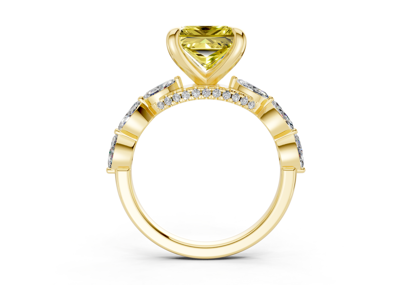 Liana Yellow Diamond Accent Princess Cut 2mm Engagement Ring