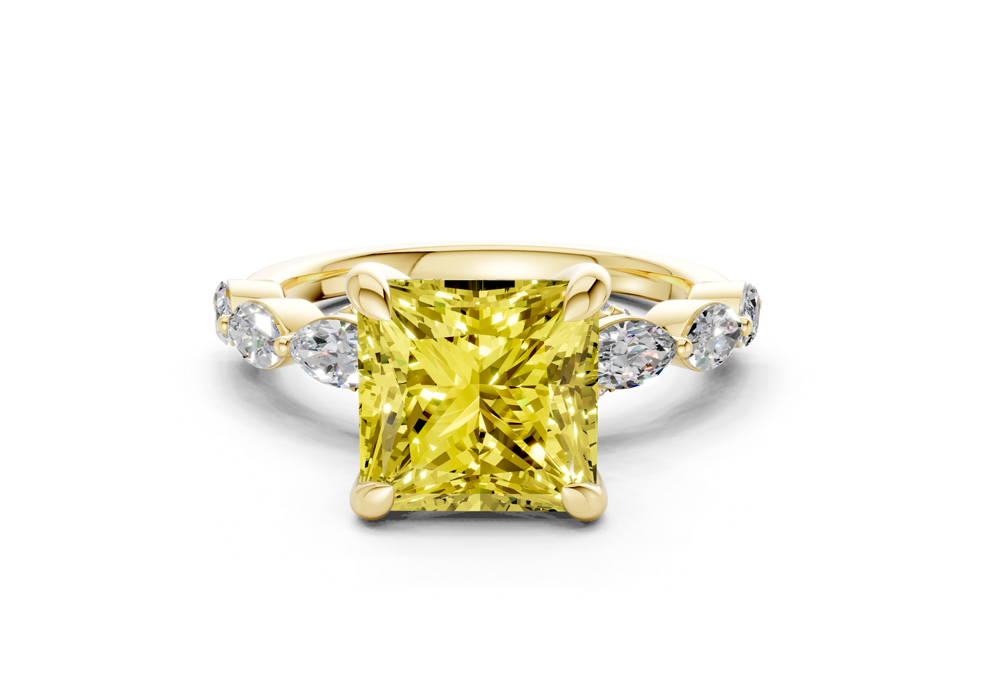 Liana Yellow Diamond Accent Princess Cut 2mm Engagement Ring