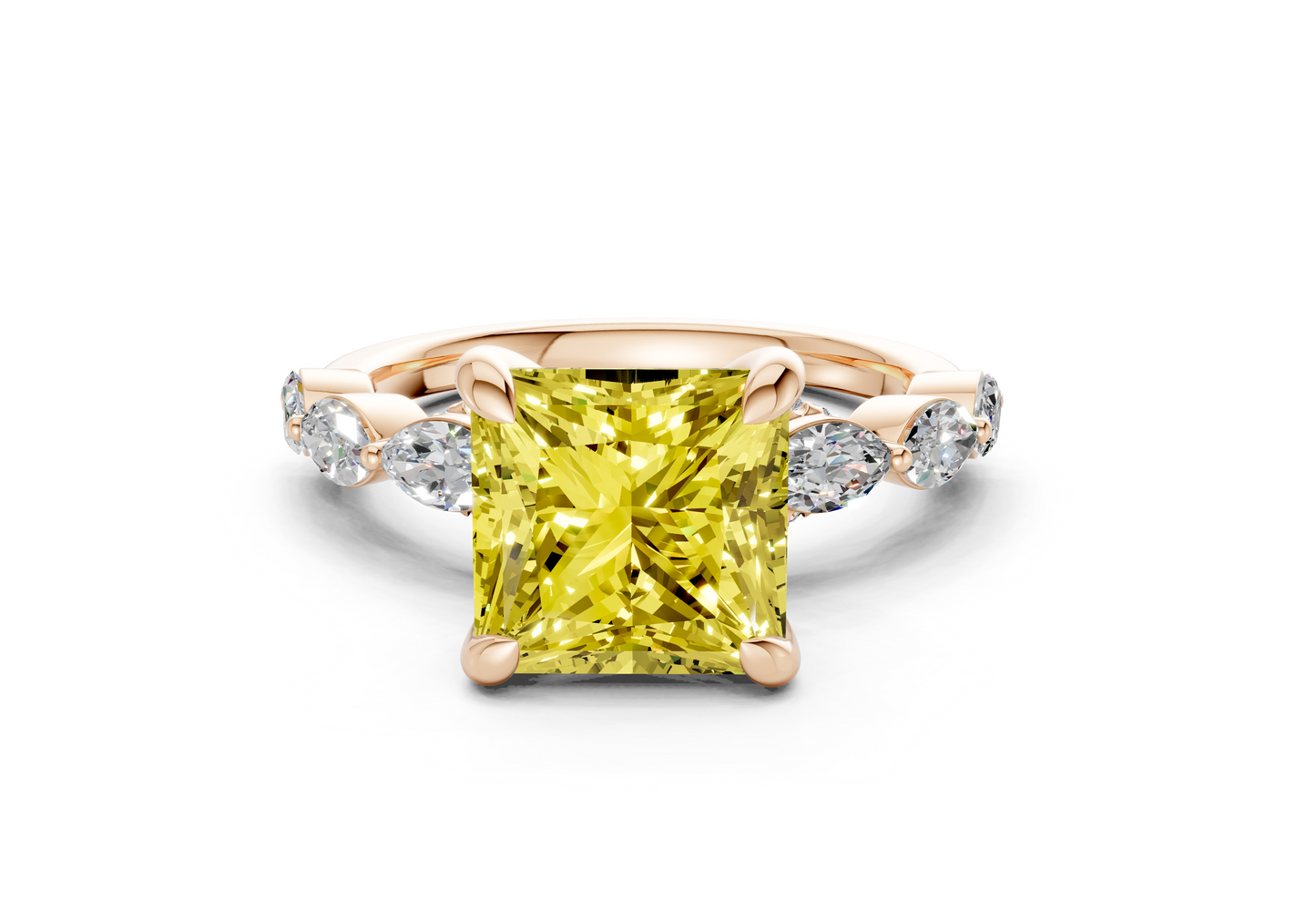 Liana Yellow Diamond Accent Princess Cut 2mm Engagement Ring