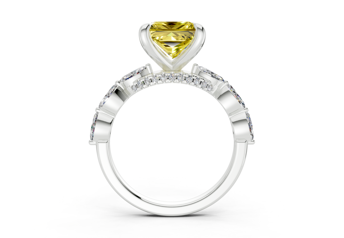 Liana Yellow Diamond Accent Princess Cut 2mm Engagement Ring