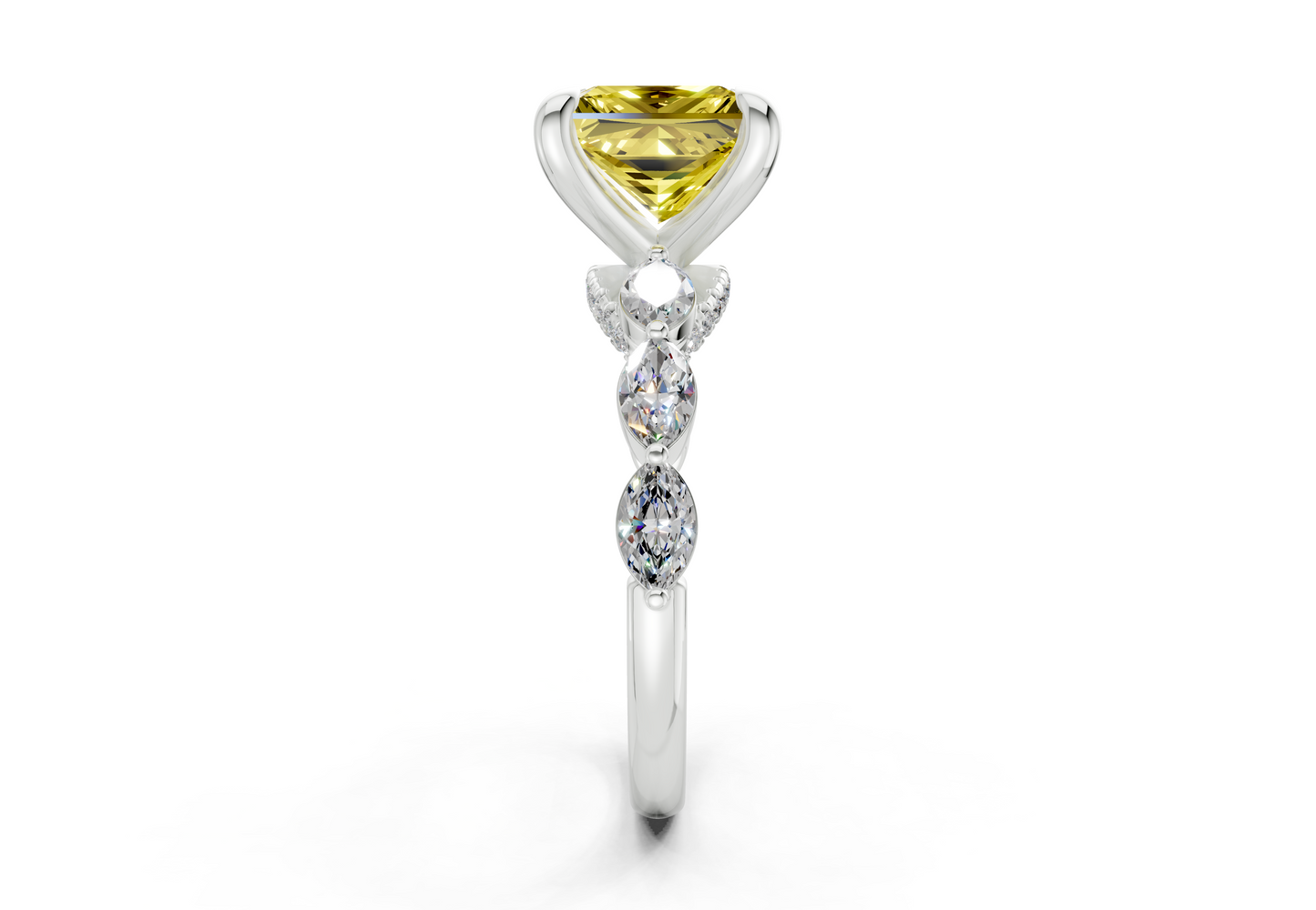 Liana Yellow Diamond Accent Princess Cut 2mm Engagement Ring