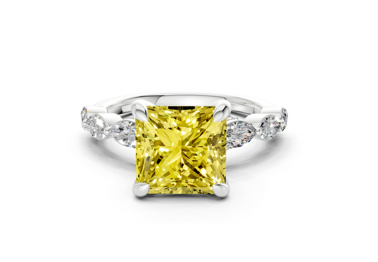 Liana Yellow Diamond Accent Princess Cut 2mm Engagement Ring