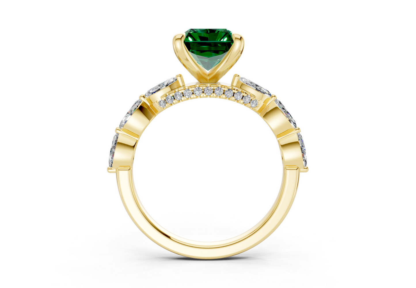 Liana Emerald Gemstone Accent Radiant Cut 2mm Engagement Ring