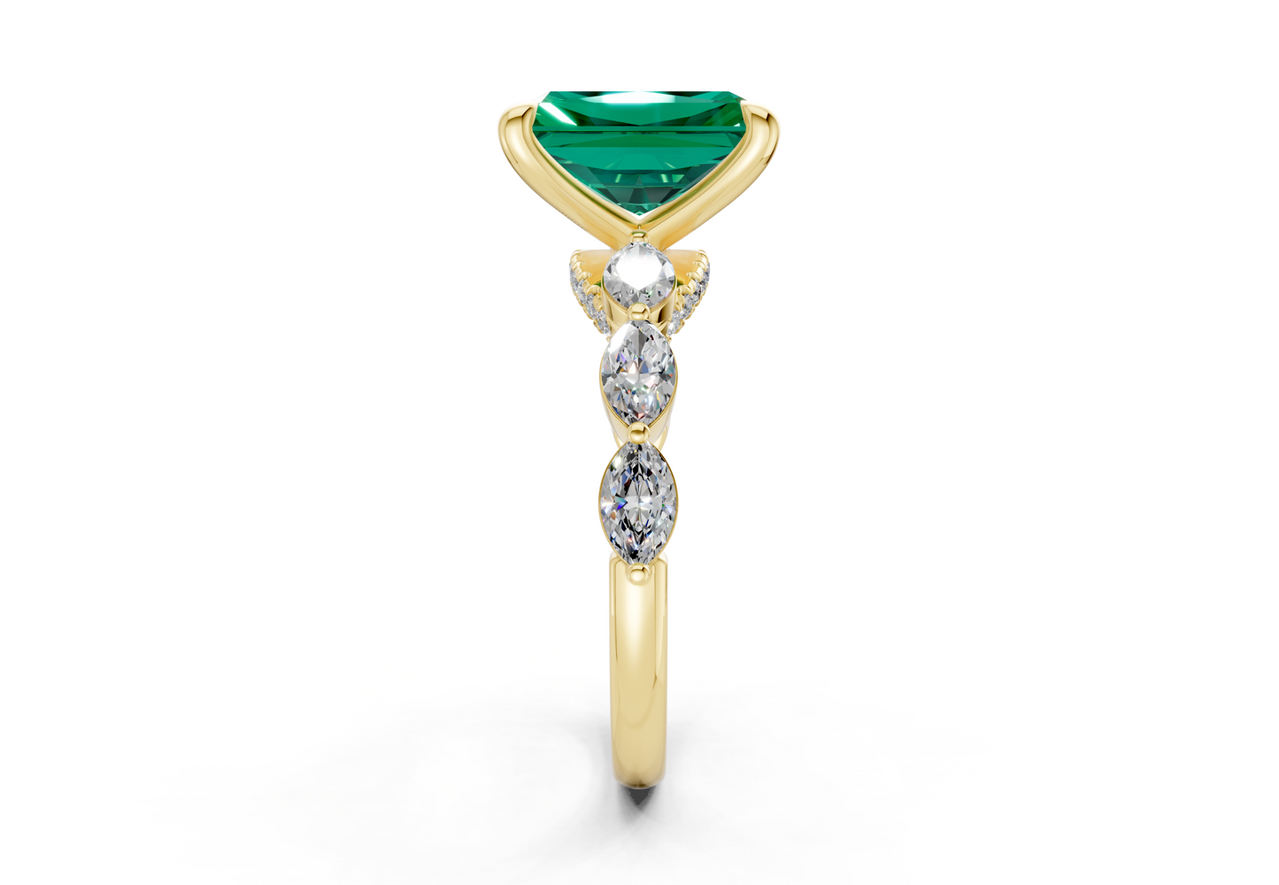 Liana Emerald Gemstone Accent Radiant Cut 2mm Engagement Ring