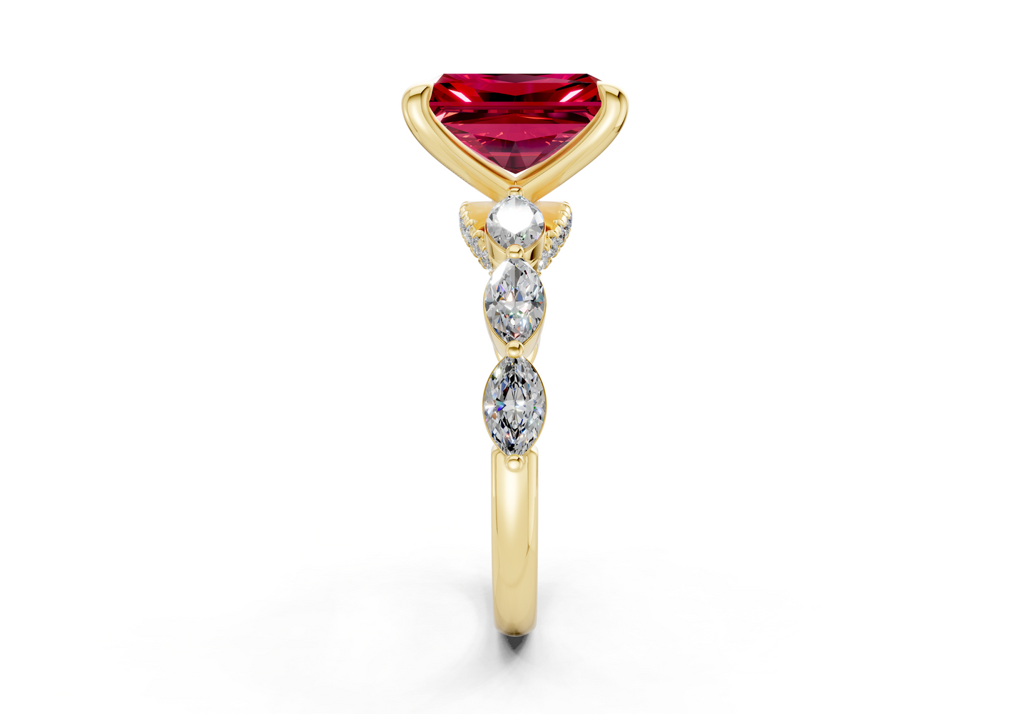 Liana Ruby Gemstone Accent Radiant Cut 2mm Engagement Ring