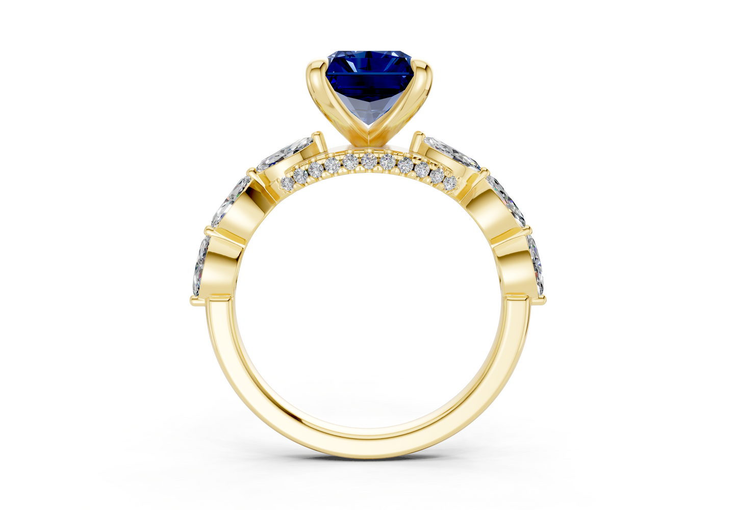 Liana Sapphire Gemstone Accent Radiant Cut 2mm Engagement Ring