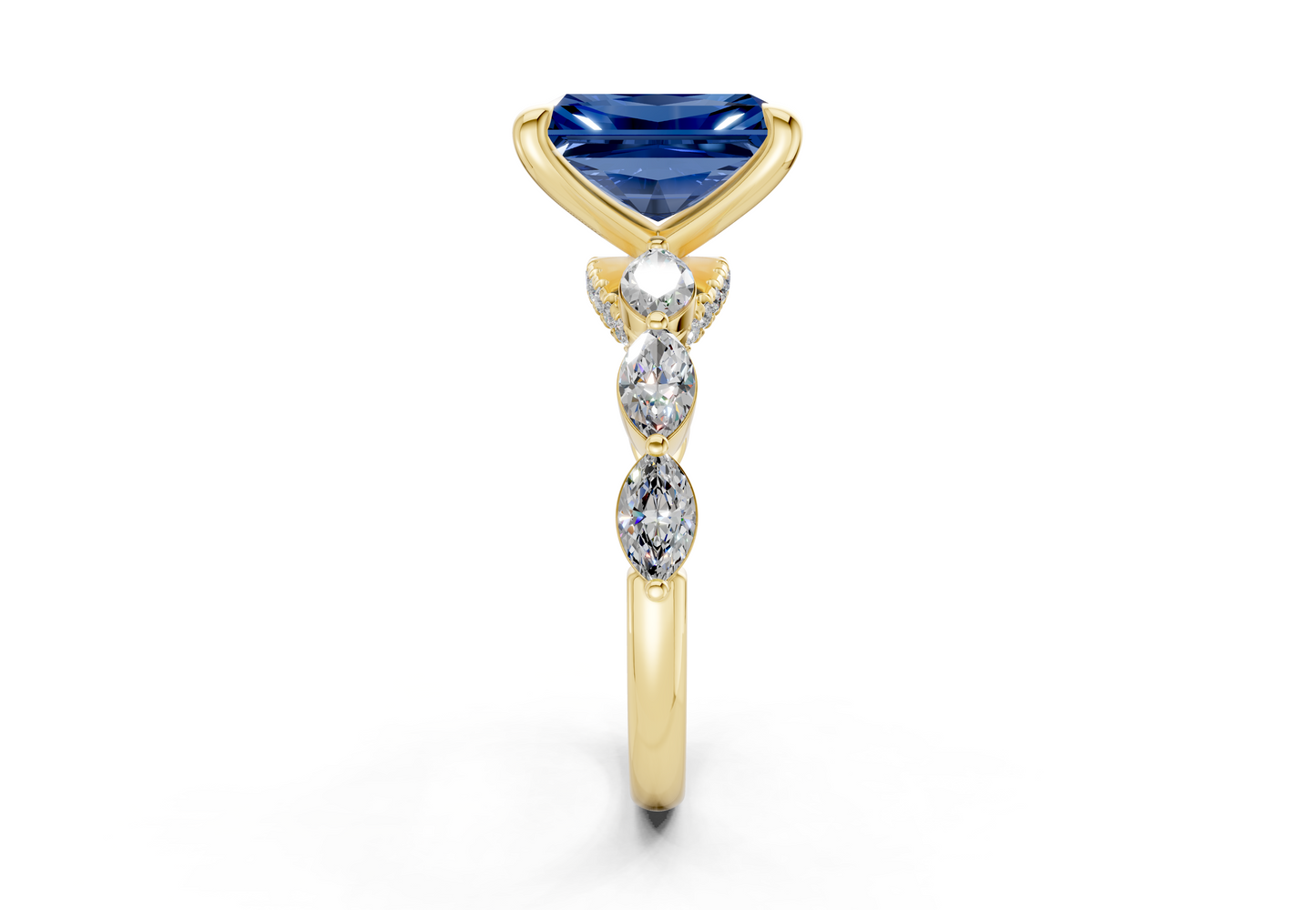 Liana Sapphire Gemstone Accent Radiant Cut 2mm Engagement Ring