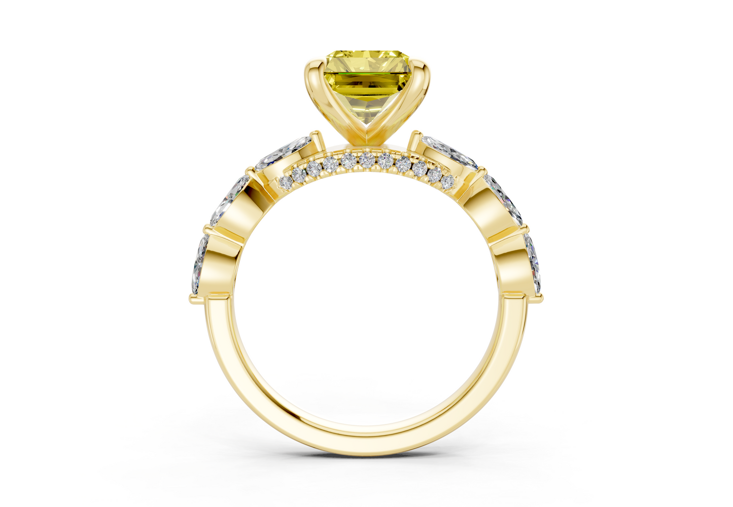 Liana Yellow Diamond Accent Radiant Cut 2mm Engagement Ring