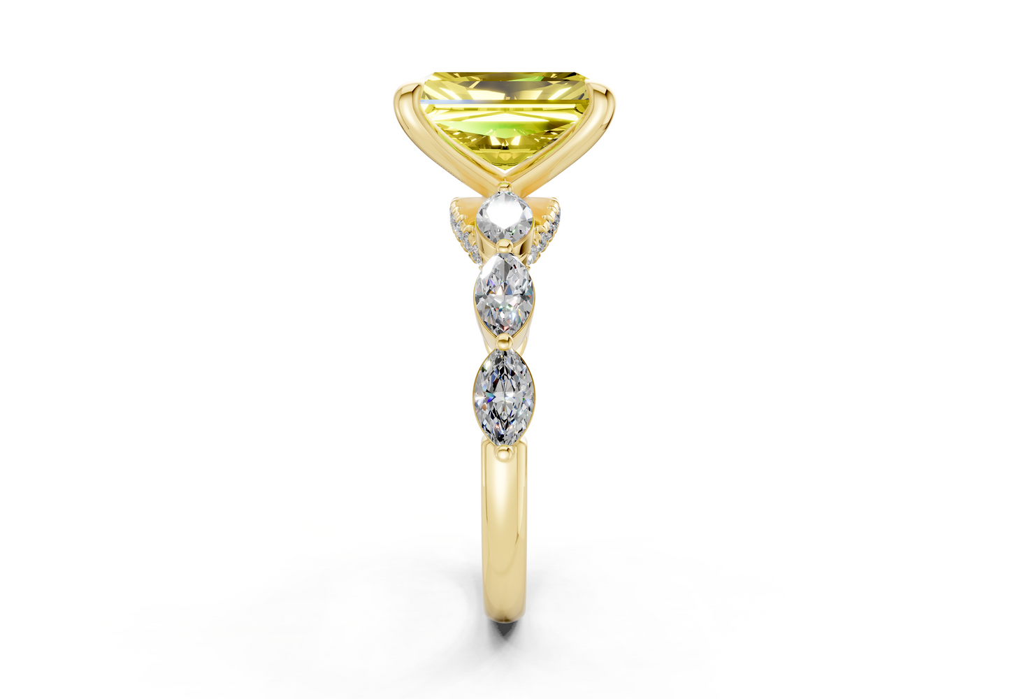 Liana Yellow Diamond Accent Radiant Cut 2mm Engagement Ring