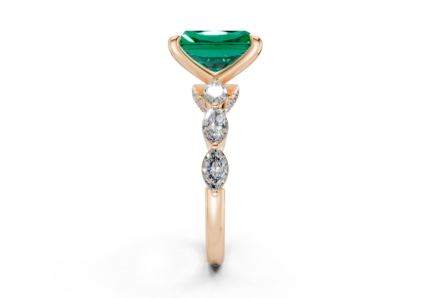 Liana Emerald Gemstone Accent Radiant Cut 2mm Engagement Ring