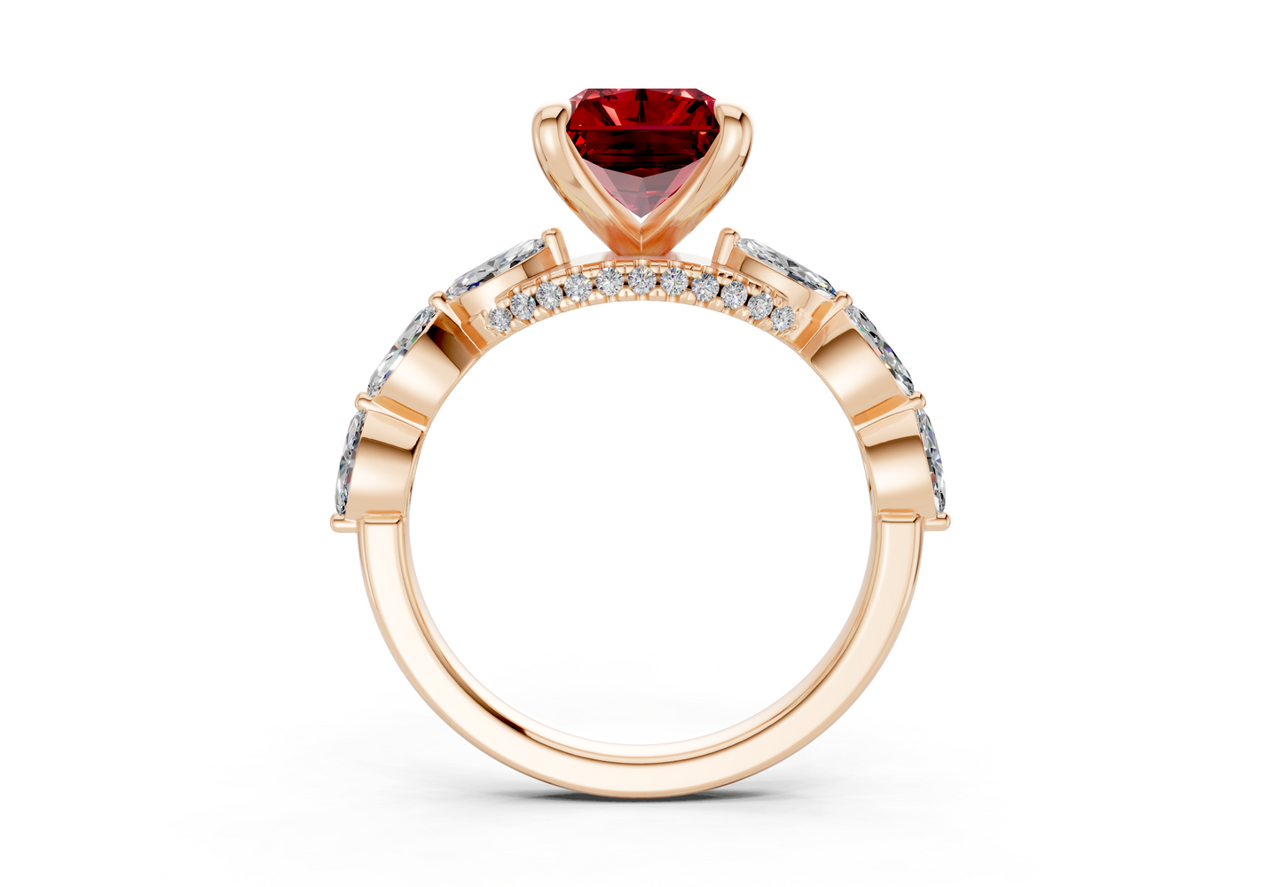 Liana Ruby Gemstone Accent Radiant Cut 2mm Engagement Ring